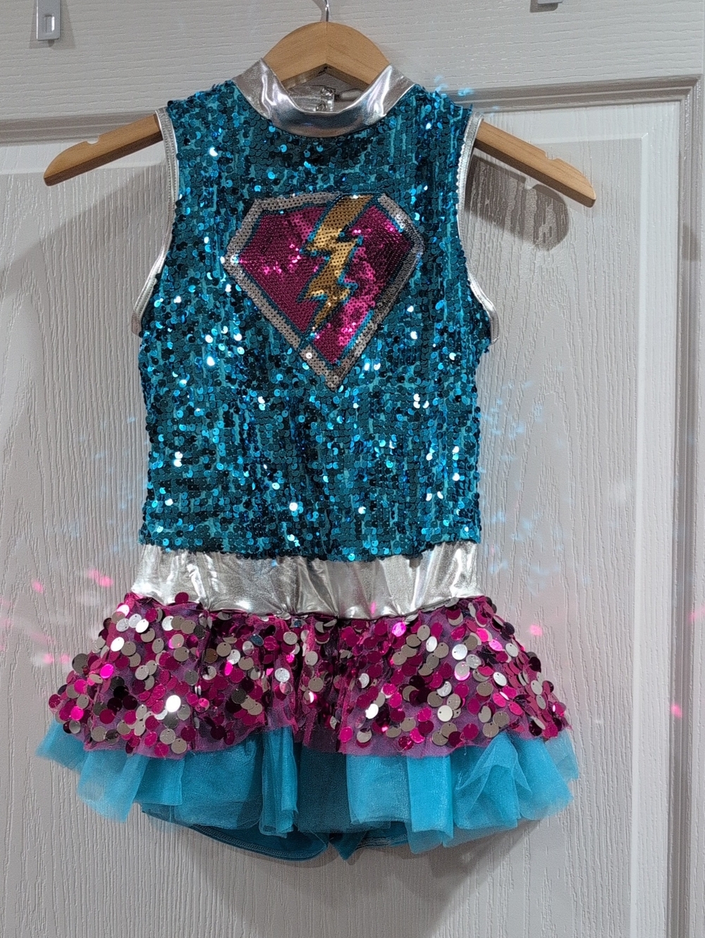 Weissman Save The Day 8745 LC 12/14 Superhero Sequin Dance Costume (No Cape)